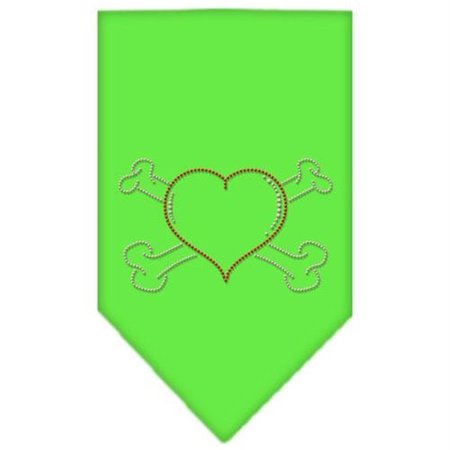UNCONDITIONAL LOVE Heart Crossbone Rhinestone Bandana Lime Green Large UN788161